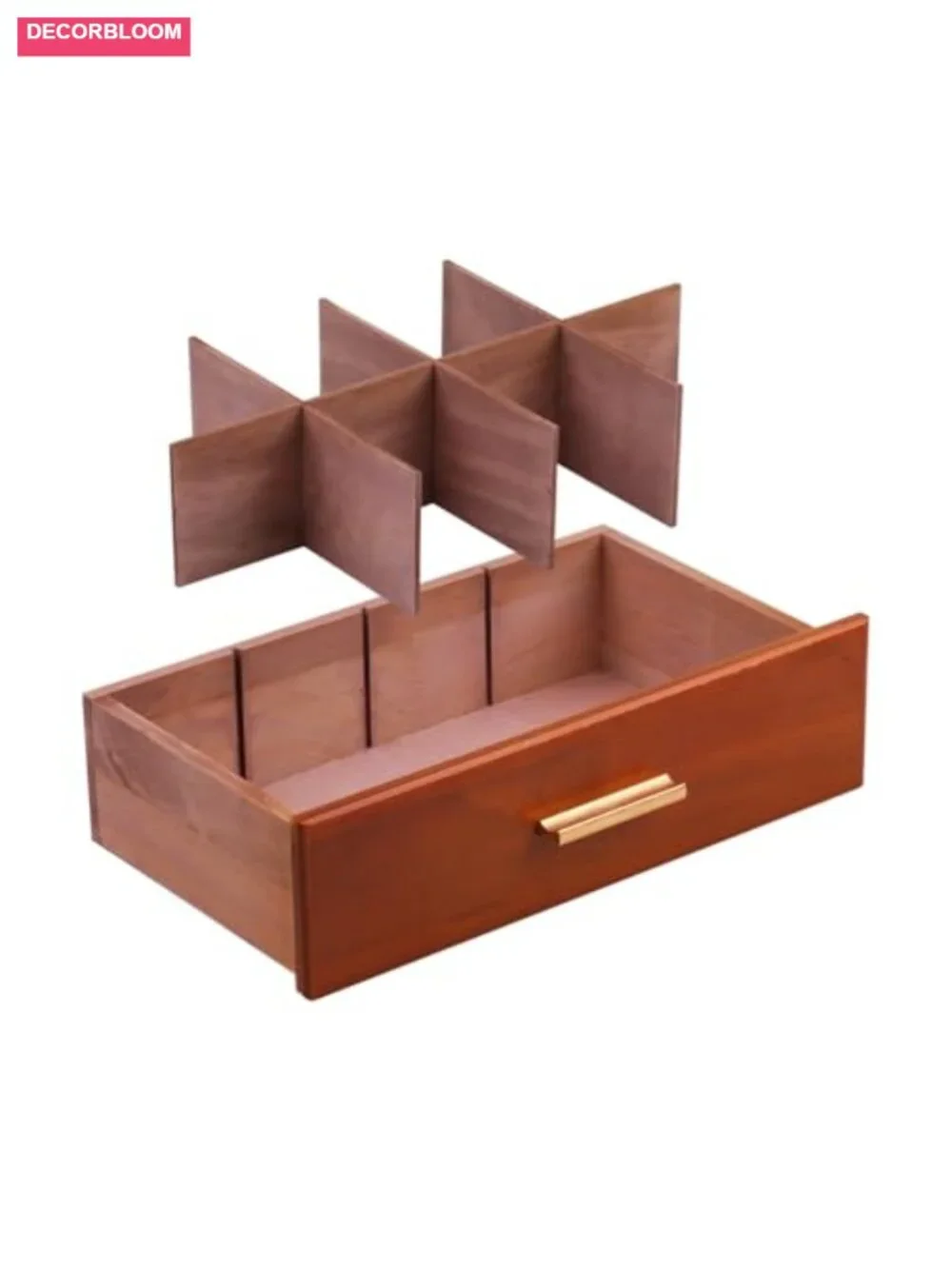 Solid Wood Tea Organizer with Drawer and 8 Compartments, Teabag Holder Storage